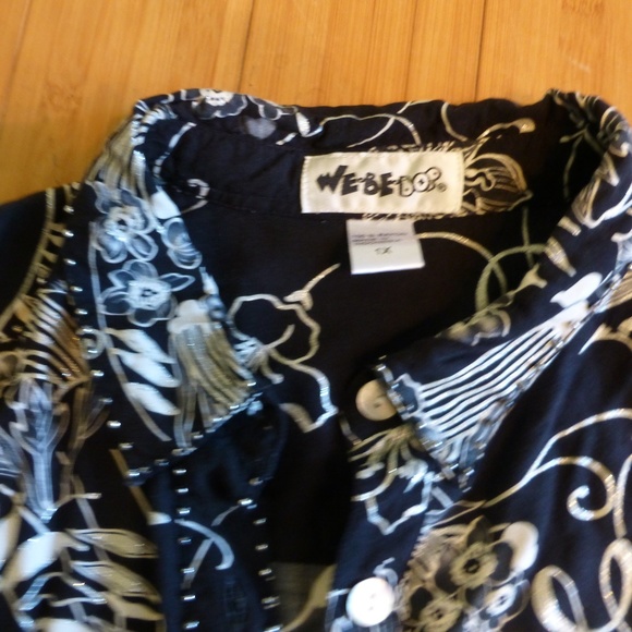 WE BE BOP B/W FANTASY BLING OFFICE JACKET BLOUSE - Picture 3 of 4